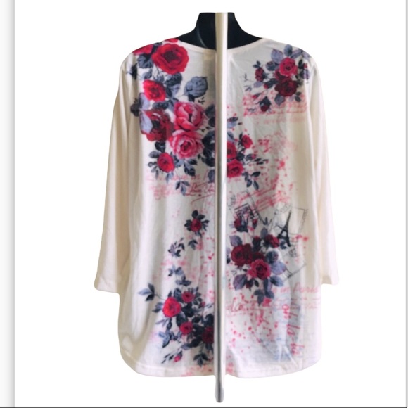 NWT Peachy Pink Floral Top. Size L - Picture 2 of 5